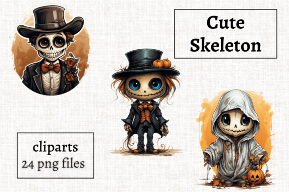 Download Cute Halloween Skeleton Clipart 24 PNGs - Premium Resources